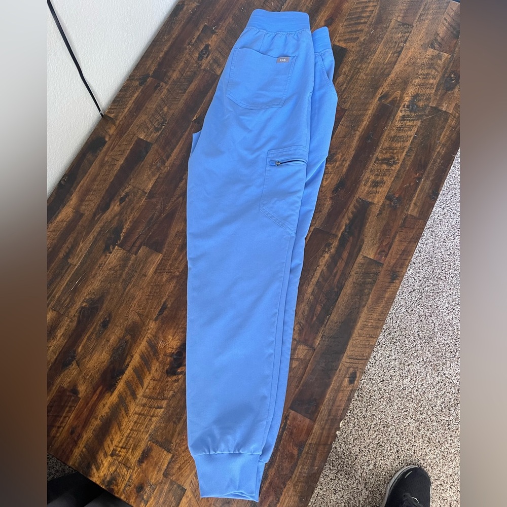 Figs High Waisted Zamora Jogger Scrub Bottoms - Ceil Blue